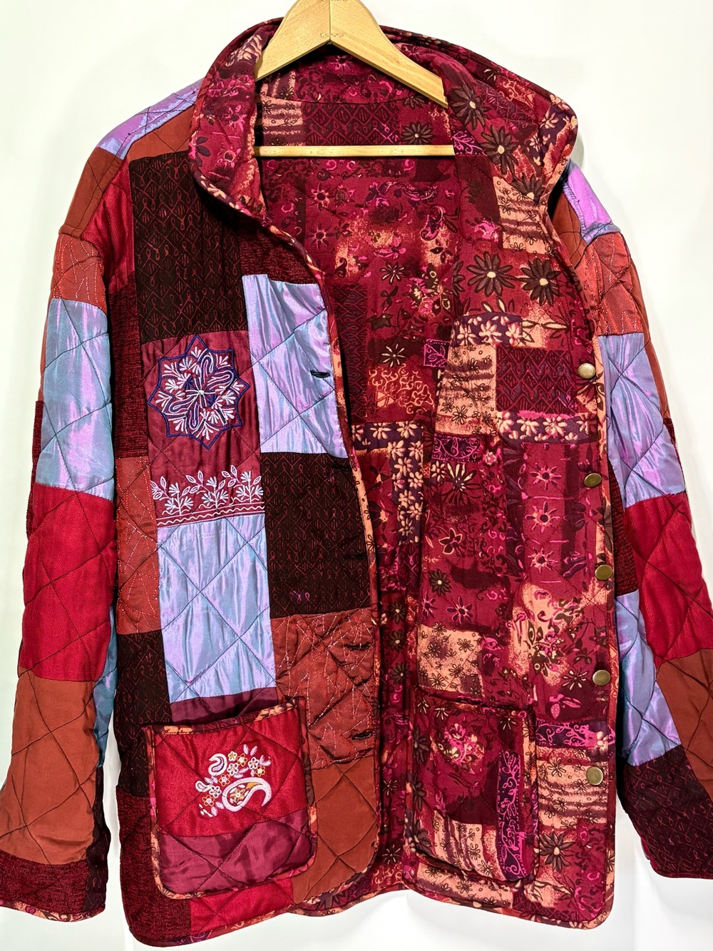 Mix Nouveau Oversized Reversible Quilted Patchwork Jacket Embroidered Boho Artsy